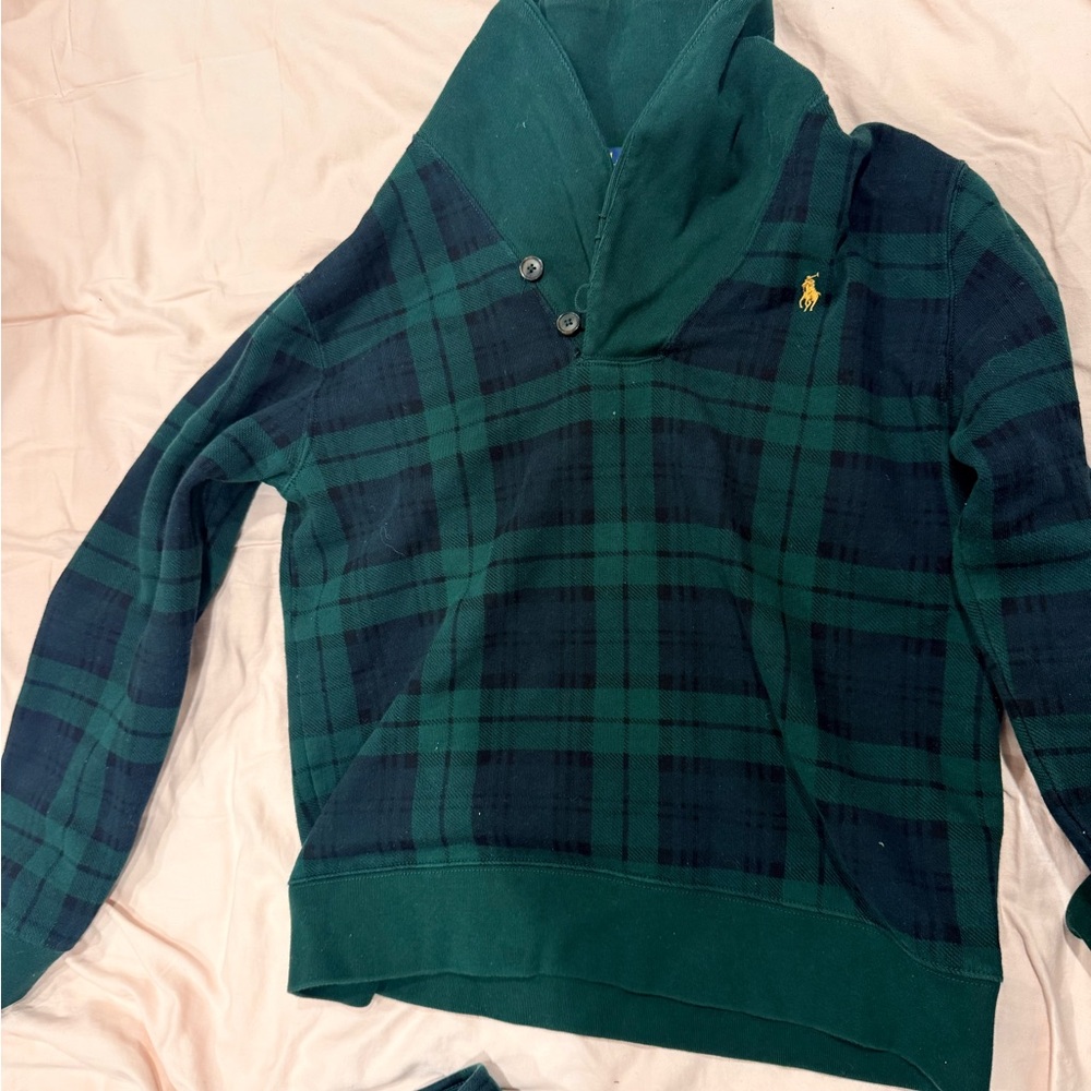 Polo by Ralph Lauren Dark Green & Navy Plaid sweatsuit set - Picture 7 of 10